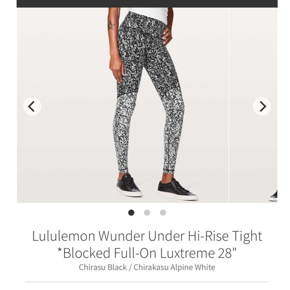 Lululemon Wunder Under High Rise Legging 30" Size 4 Chirasu Black / Alpine White - Picture 3 of 7